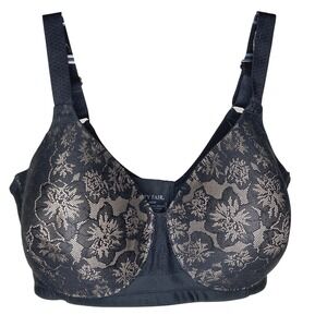 Vanity Fair40DDD Black Floral Lace‎ Back Close Bra no underwire